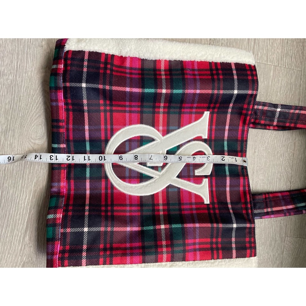 NWOT Victorias Secret Plaid Tote Bag Sherpa Trim - Picture 7 of 10